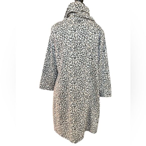 Tyler Böe Knit Dress Size Large Leopard Print 3/4 Sleeve Pleat Pockets - Picture 4 of 10